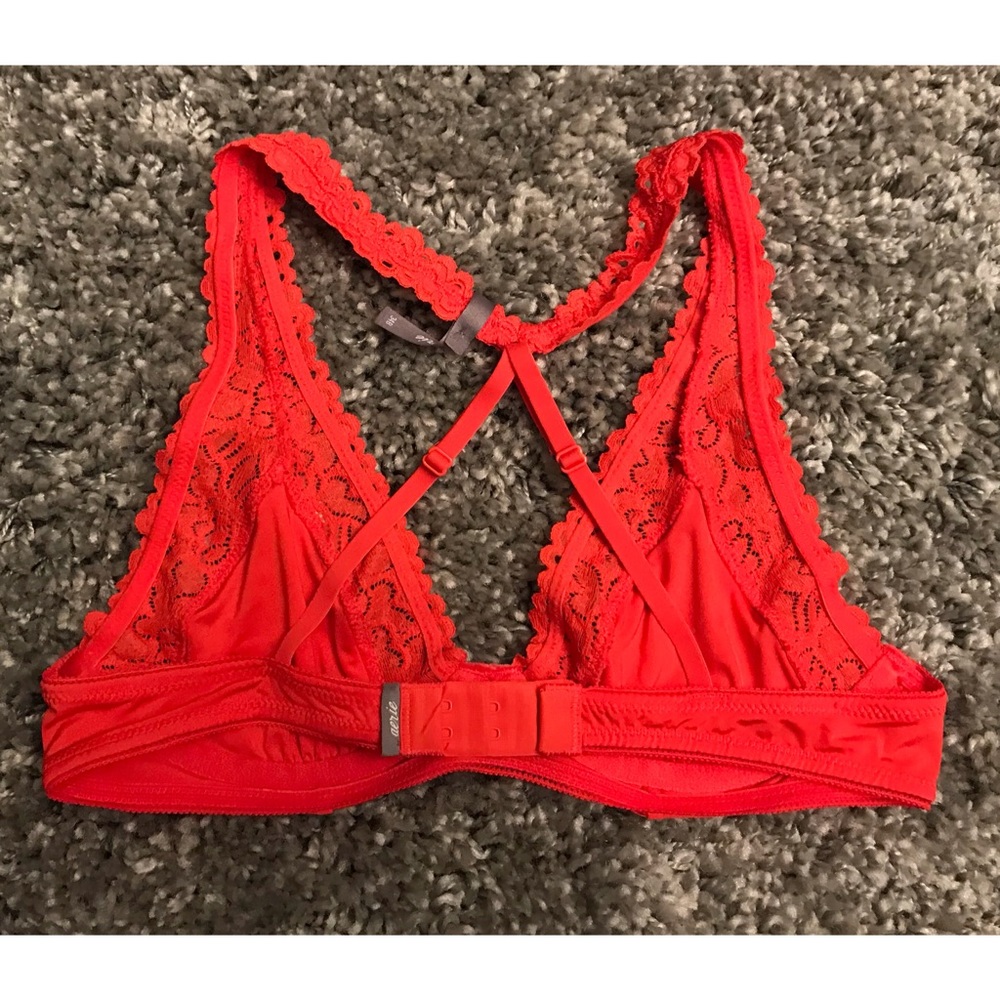 NWT Aerie Super Soft Lace Red Shoulder Bra - Picture 7 of 8